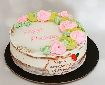 Semi naked vanilla buttercream cake